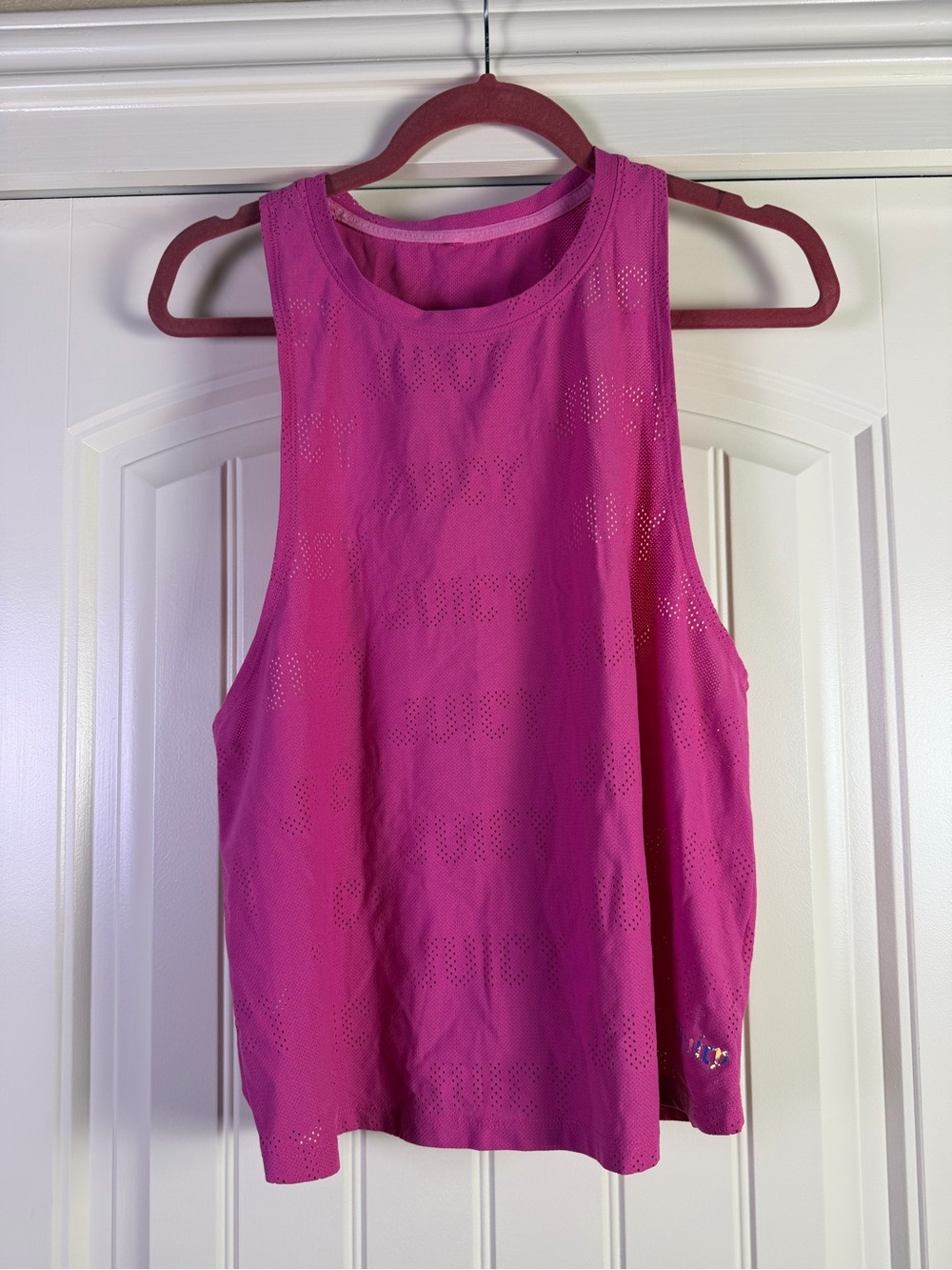 Juicy Couture Pink Perforated Mesh Workout Tank Y2K Athleisure